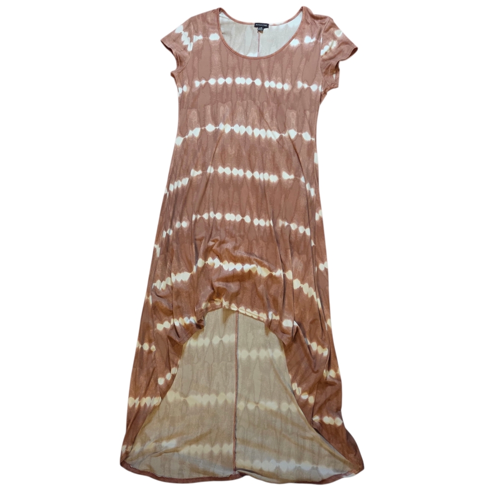 Magazine High Low Dress Soft Taupe Tie-Dye Scoop Neck